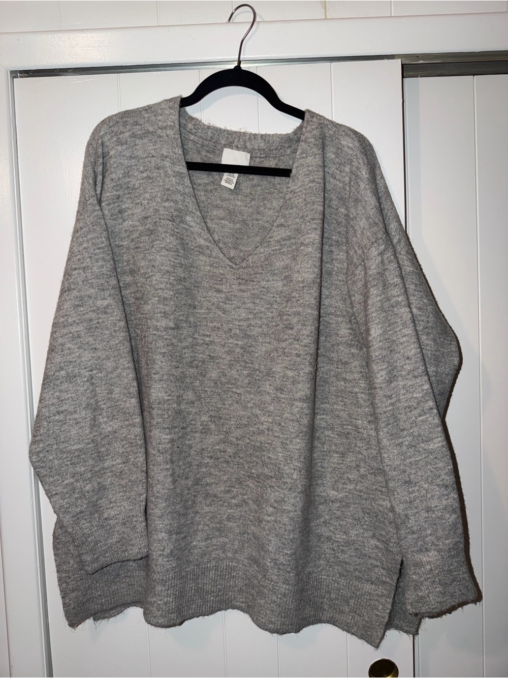H&M Light Gray Oversized V-Neck Sweater